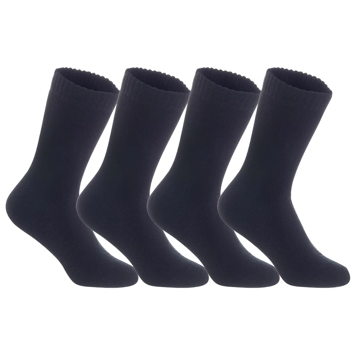 Four pairs of black wool crew socks folded together
