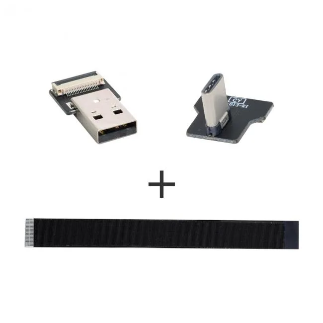 Cablecc Cablecc Right-Angled USB 2.0 Type-A Male to USB-C Male Flat FPC Cable 10-200cm — product photo