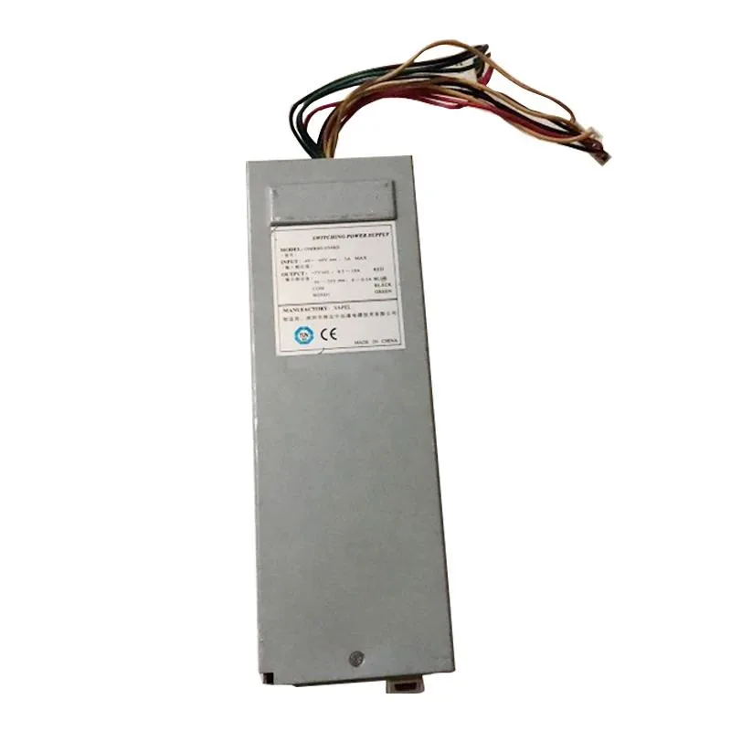 Rectangular ATX power module labelled OMR60-0548D with metal casing and ventilation slots