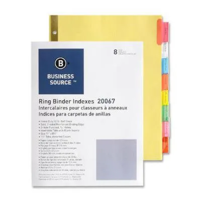 White 8-tab insertable index dividers on buff paper 11x8-1/2
