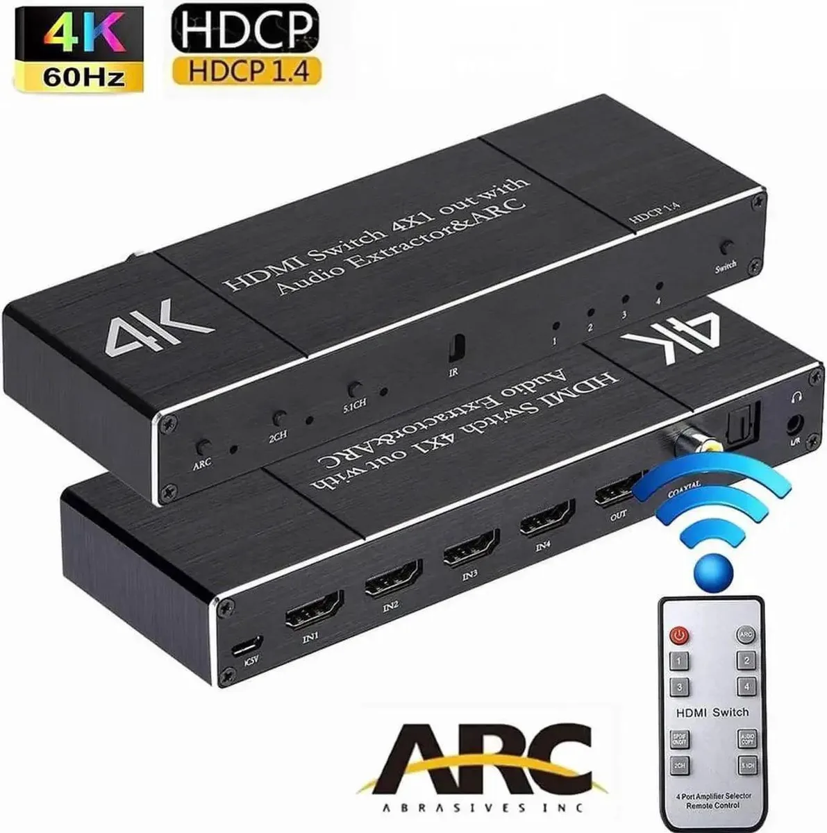 SMUGDESK SMUGDESK 4x1 HDMI 2.0 4K@60Hz Switch Audio Extractor ARC — product photo