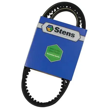 Black rubber V-belt looped in a circle, smooth finish, industrial look