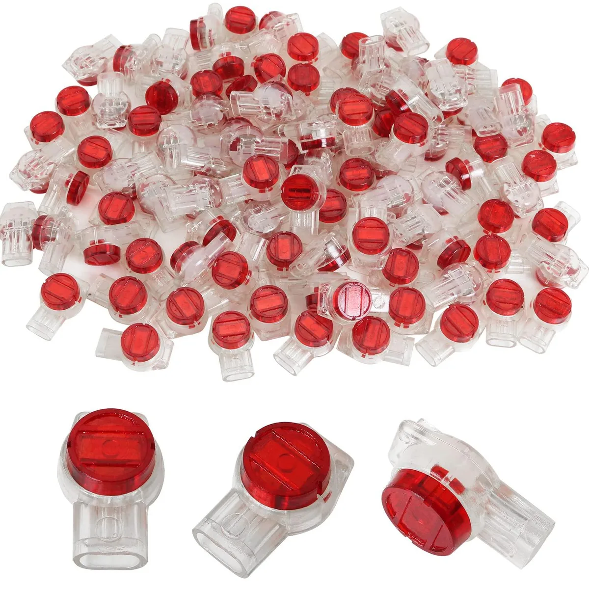 IDC Connector 100PCS Red Clear K3 3 Port Wire Cap Connectors — product photo