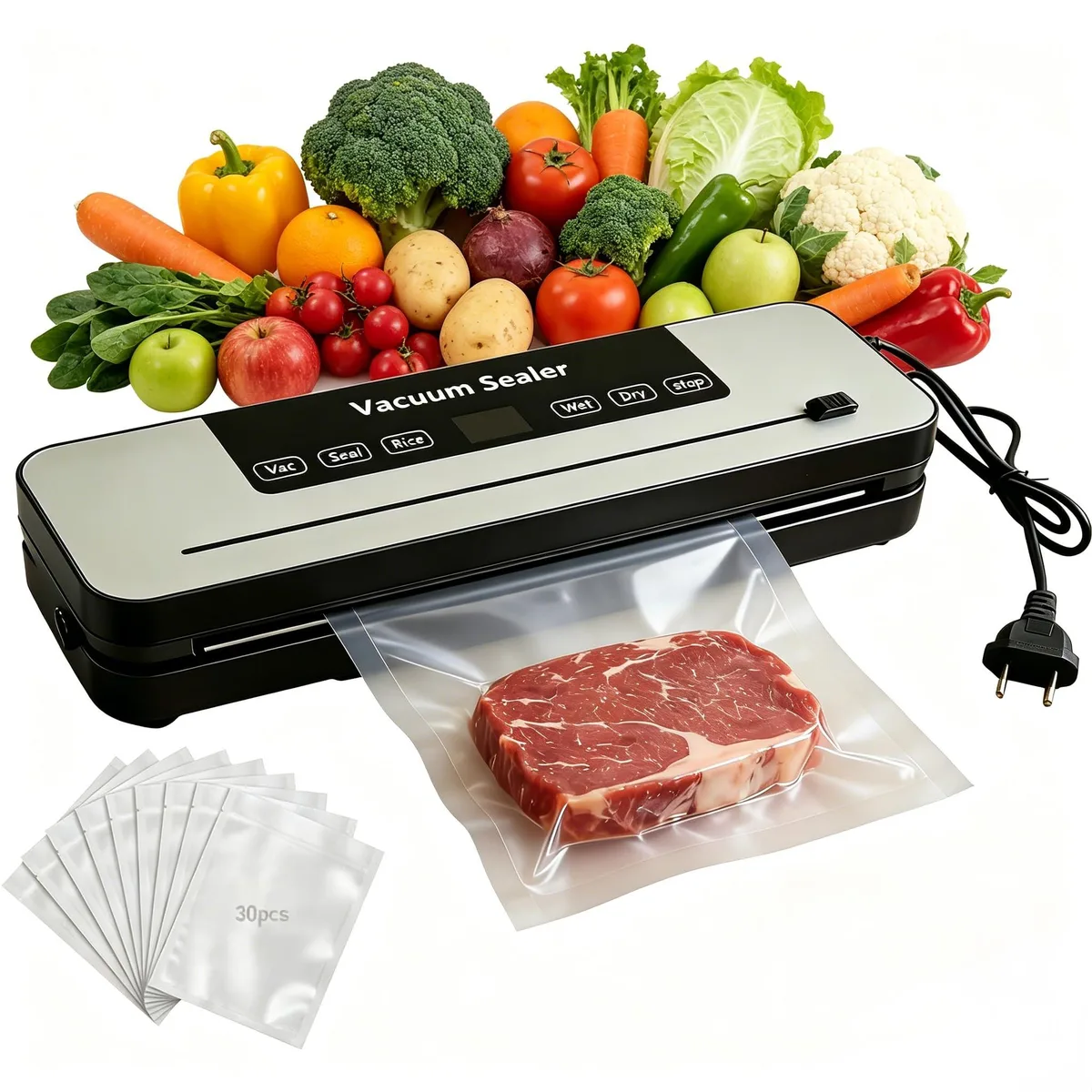  FoodSaver Vacuum Sealer 70 Kpa 30 Bags Dry Moist Modes Timer Cutter — product photo