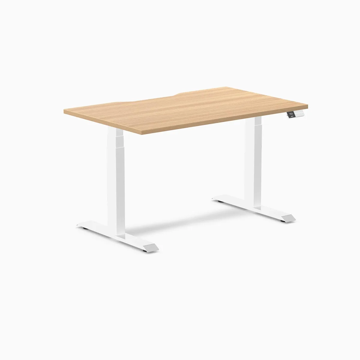 Desky Desky Dual Scalloped Laminate Sit Stand Desk Sublime Teak White 47.2 x 29.5 in — product photo