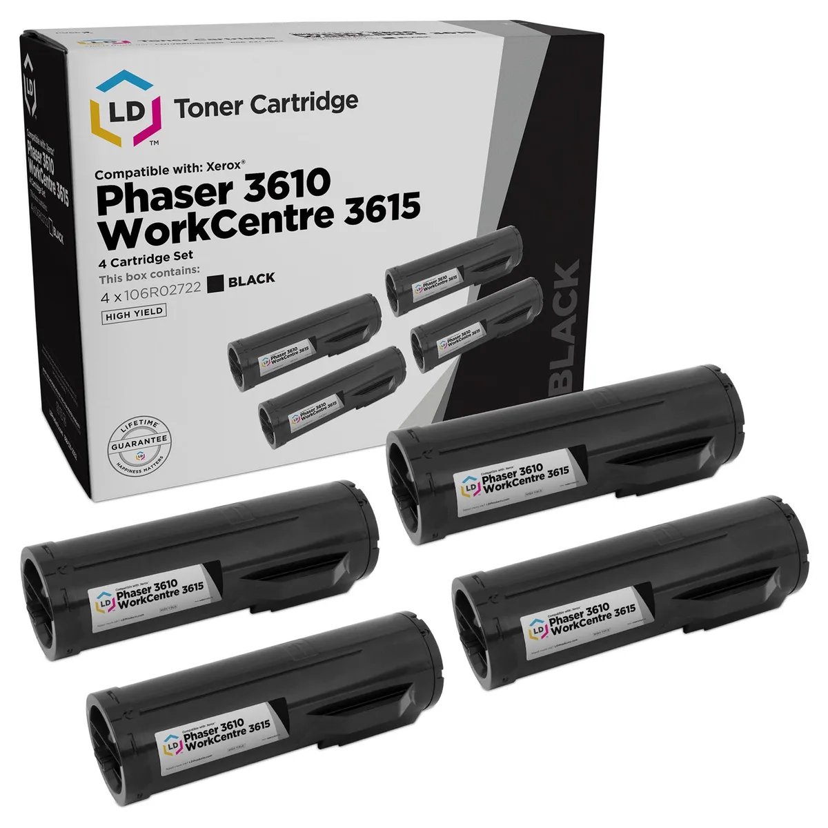 LD Products LD Products Compatible Toner Cartridge 106R02722 High Yield Black 4-Pack — product photo