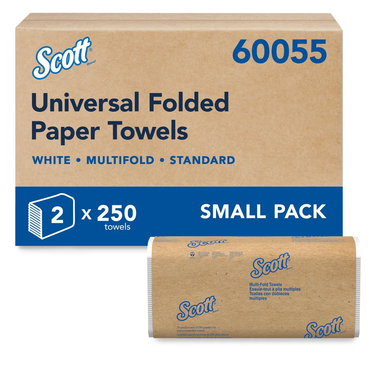 Scott 60055 Multifold Paper Towels 2×250 sheets 500 total — product photo