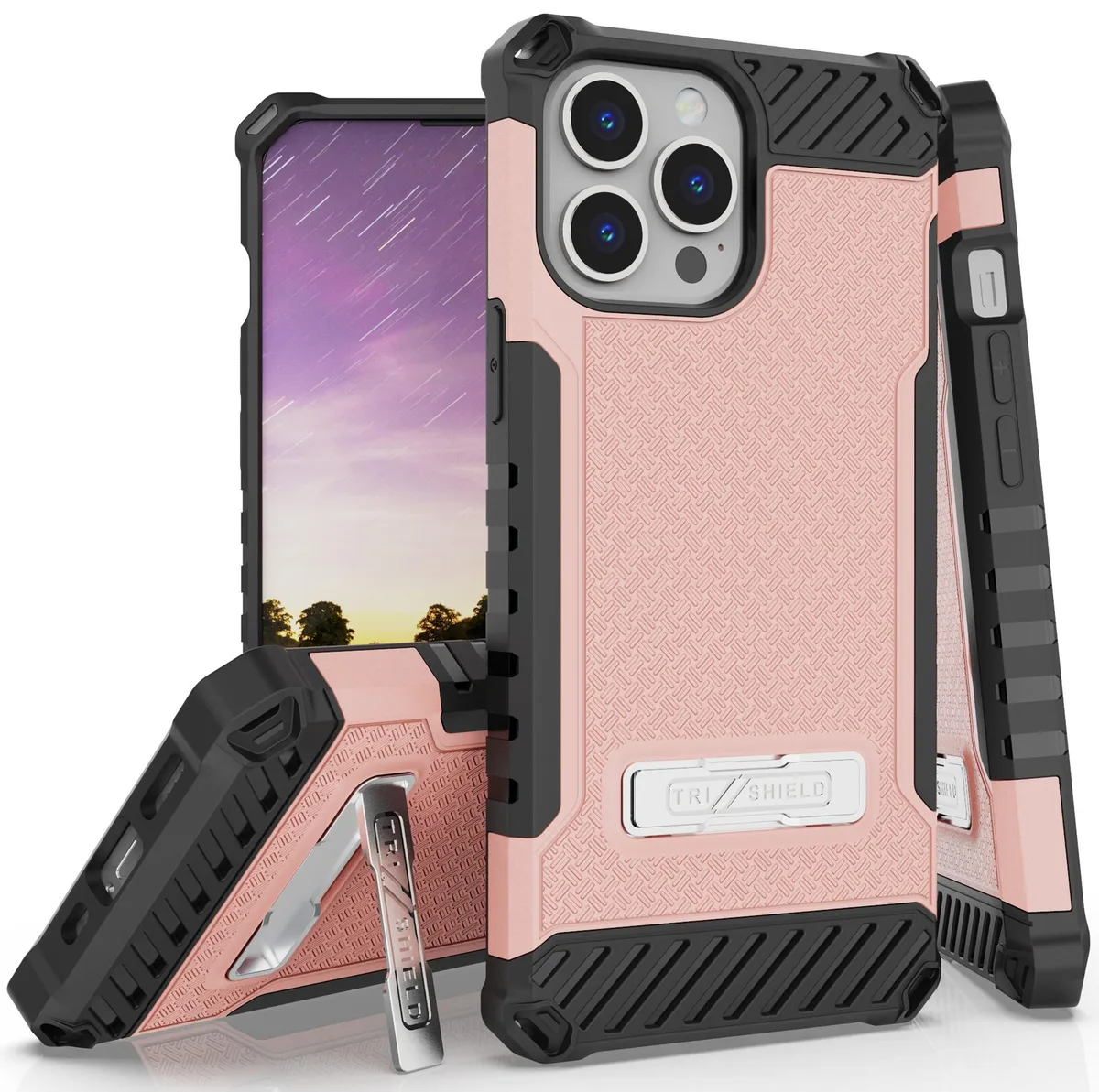 Nakedcellphone Nakedcellphone Tri-Shield Kickstand Case + Lanyard Strap Blush Pink for iPhone 13 Pro — product photo