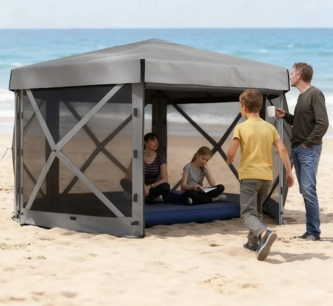 Bullride Bullride Hexagonal Pop-Up Gazebo Dark Gray 141.7in 10-12 People — product photo