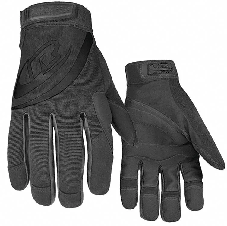 Pair of medium leather and neoprene mechanics gloves with hook-and-loop cuffs