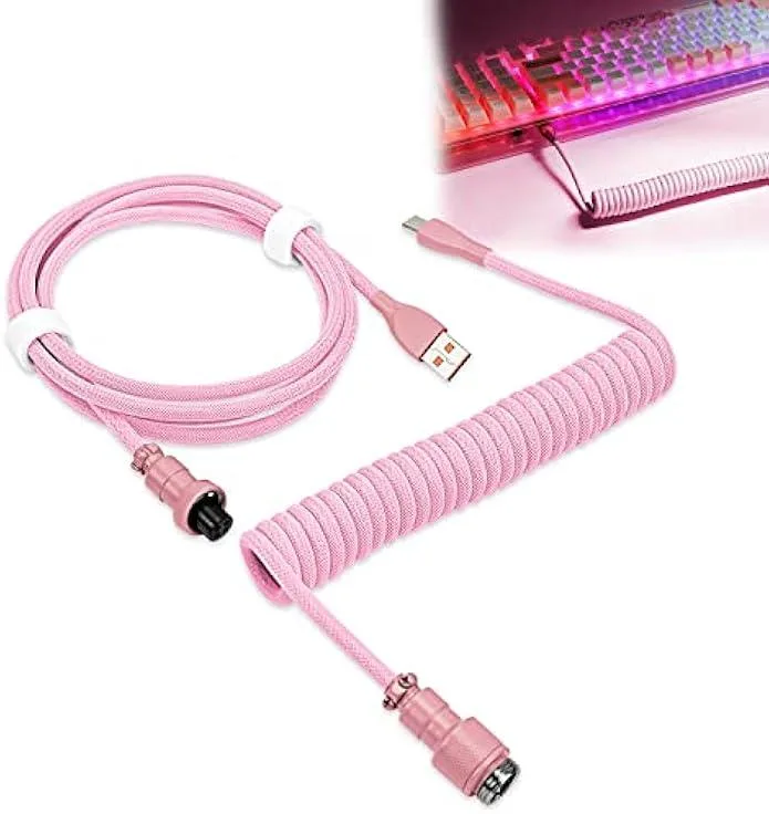TAURKENAM TAURKENAM Coiled USB-C Cable 1.8m Pink Aviator — product photo