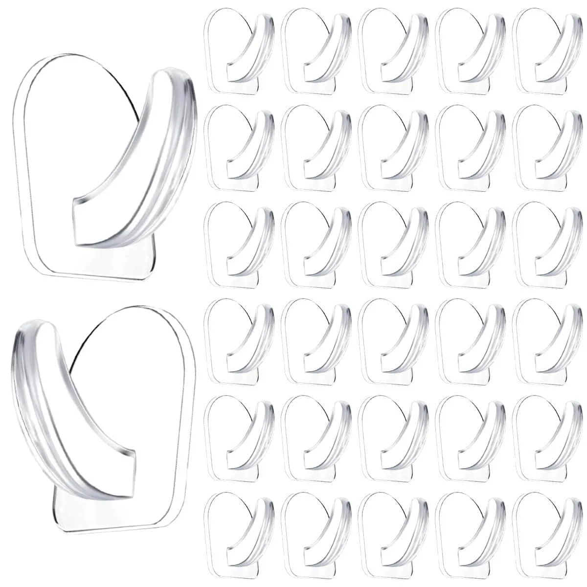 Clear acrylic adhesive wall hooks, thirty-six pack