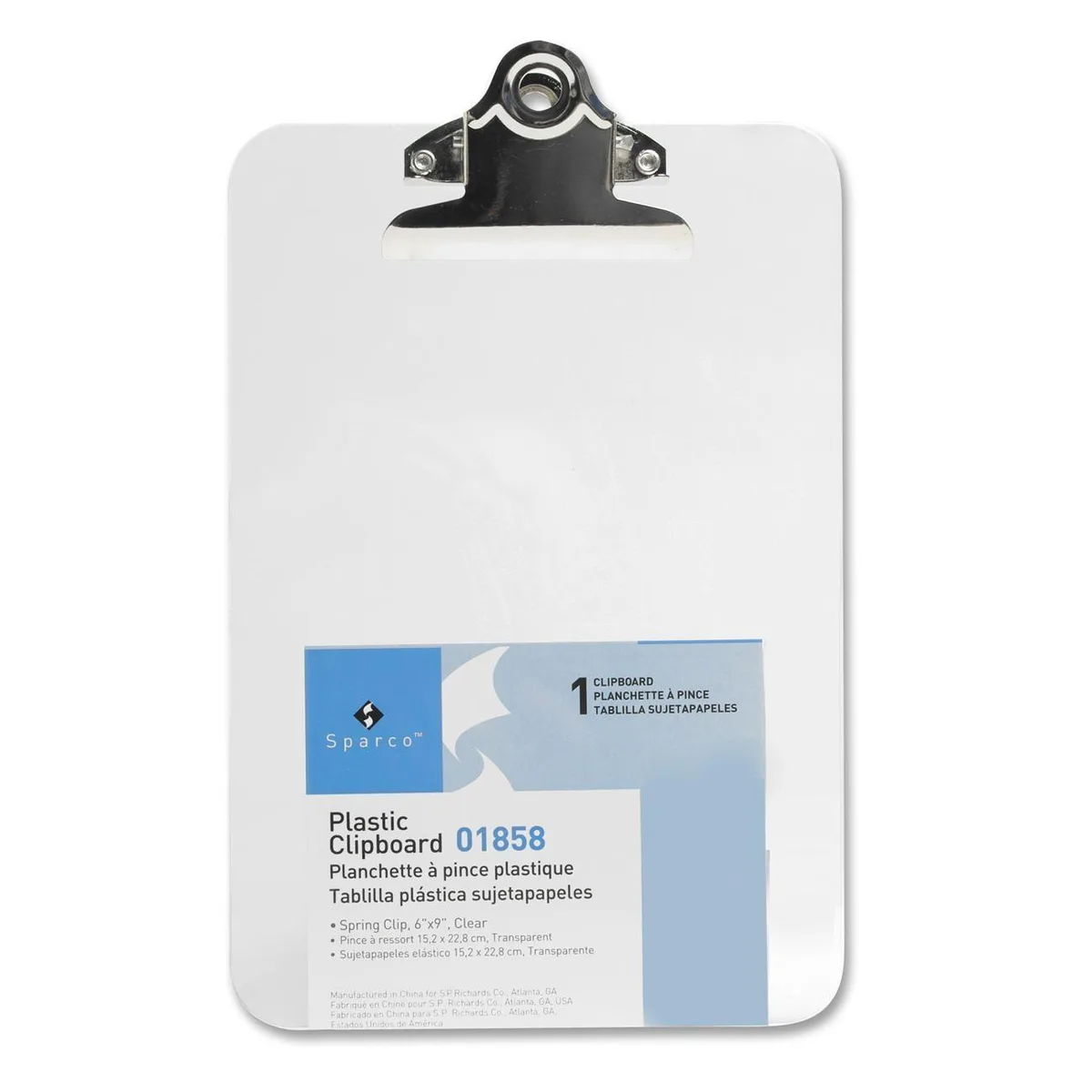 Sparco Products Sparco Products 1858 Clipboard Clip Clear 6x9 — product photo