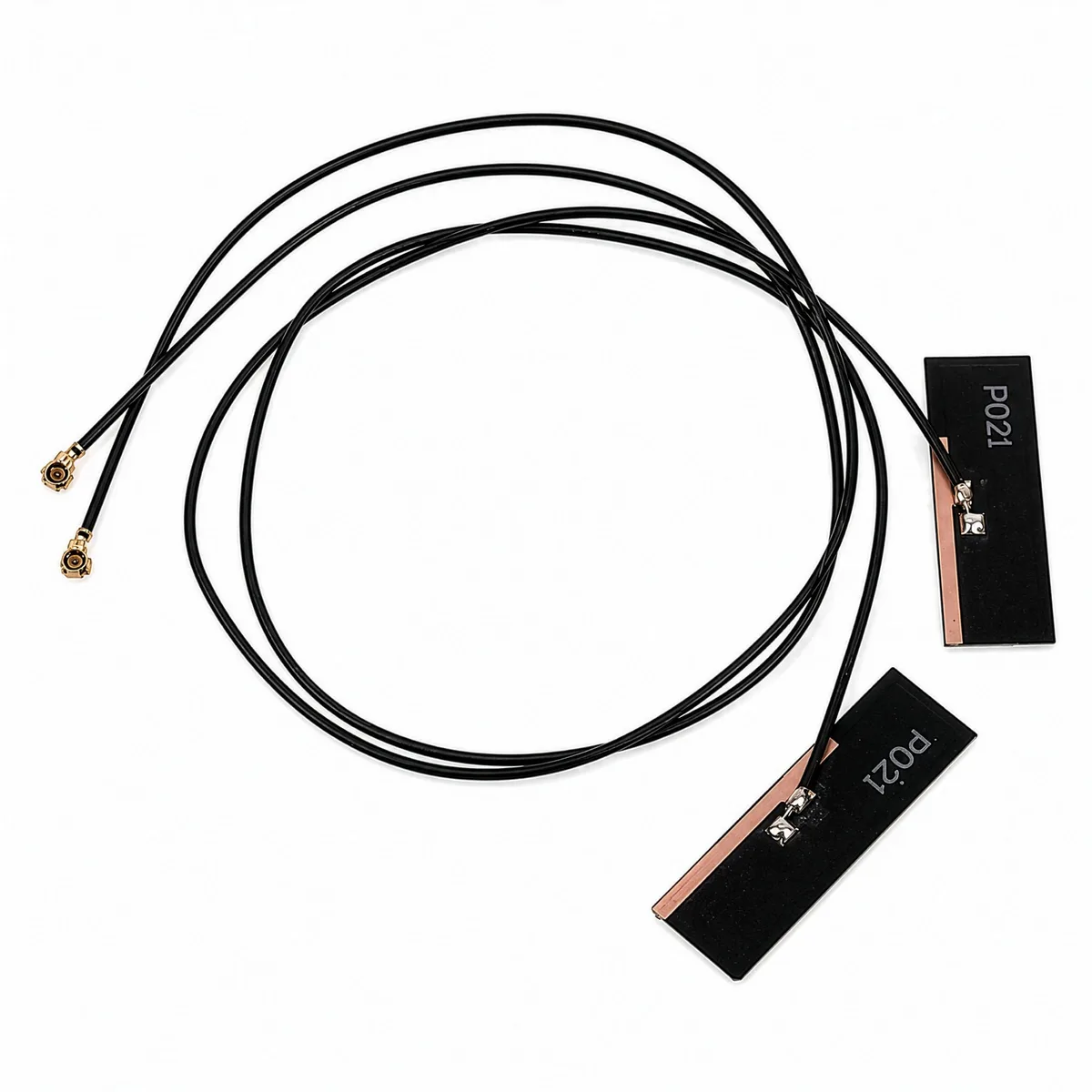 Pair of flexible multicoloured patch antennas with adhesive backing and 15cm cables
