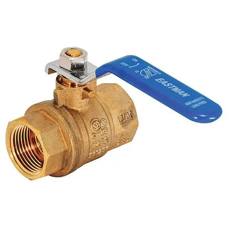 Brass ball valve with lever handle, 3/4 inch inline connection