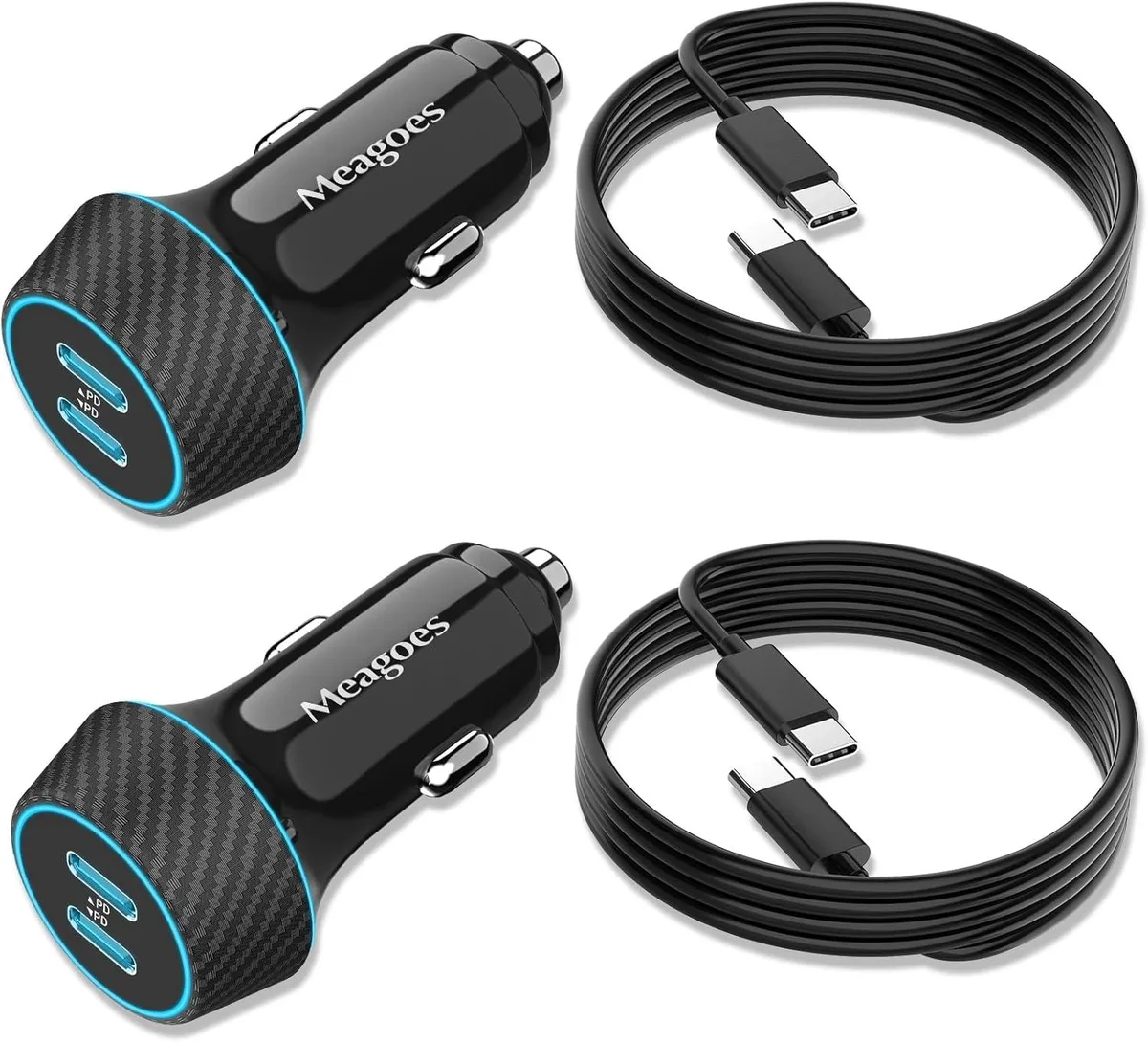 Hamzan Hamzan 2 Pack 90W USB C Car Charger Dual 45W PD + 3.3 ft Cable — product photo