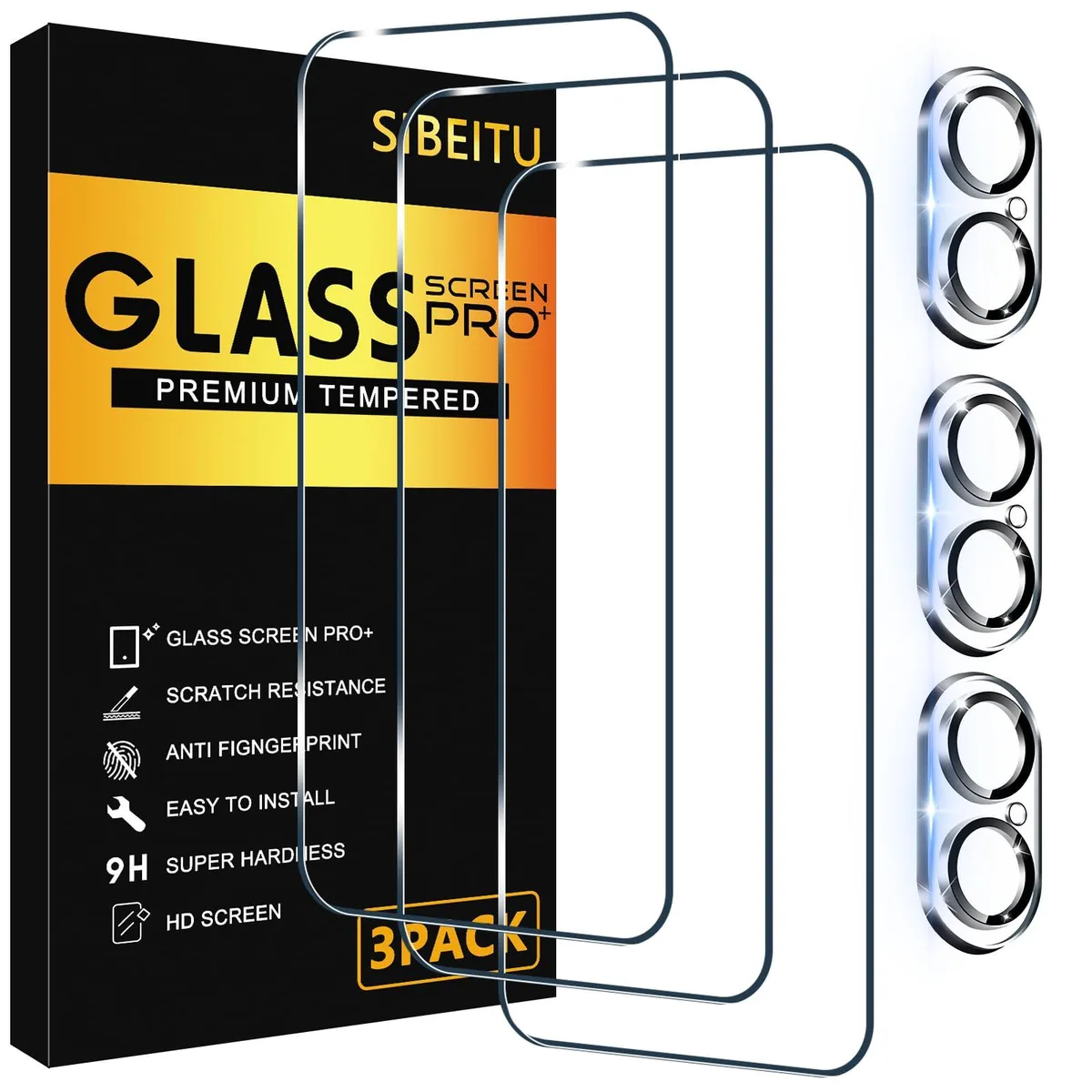 SIBEITU iPhone 16 6.1 Inch Screen Protector 3 Pack cell phones - unlocked — product photo