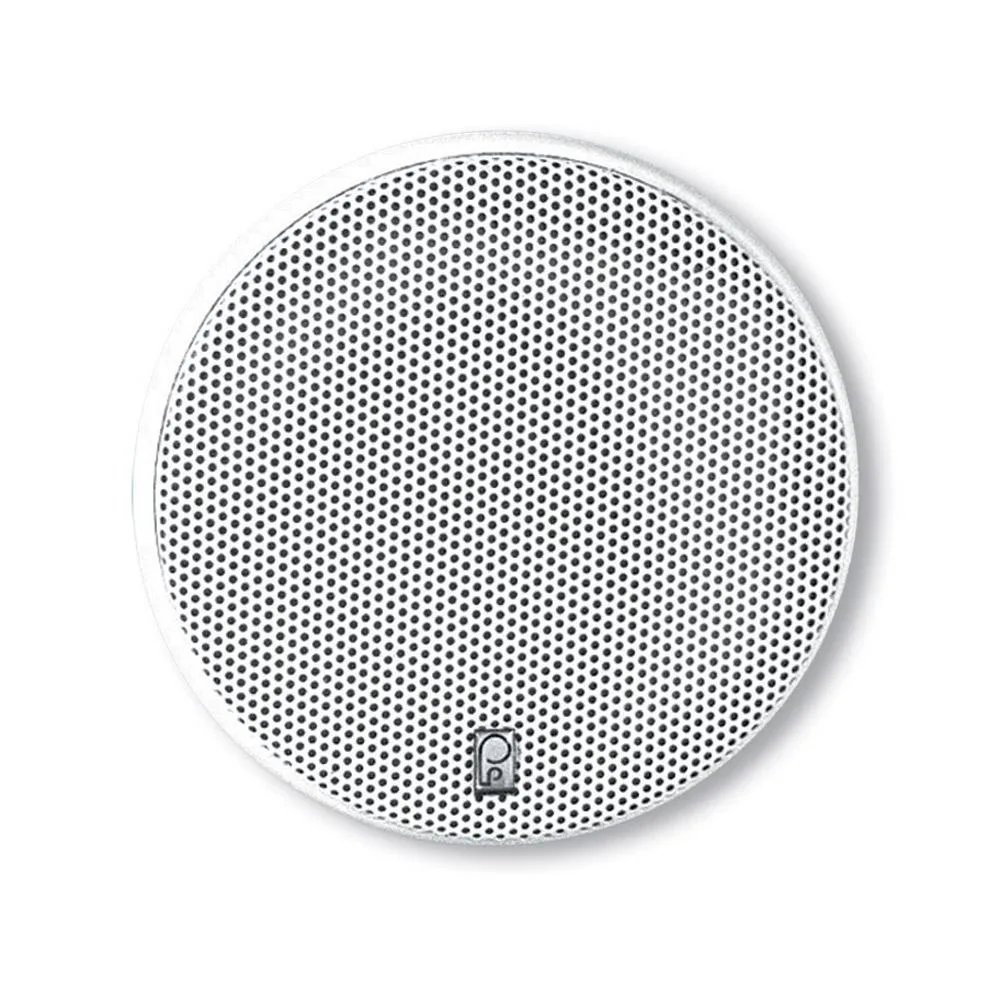 White 5.25 inch round marine speaker with stainless grille and centre tweeter