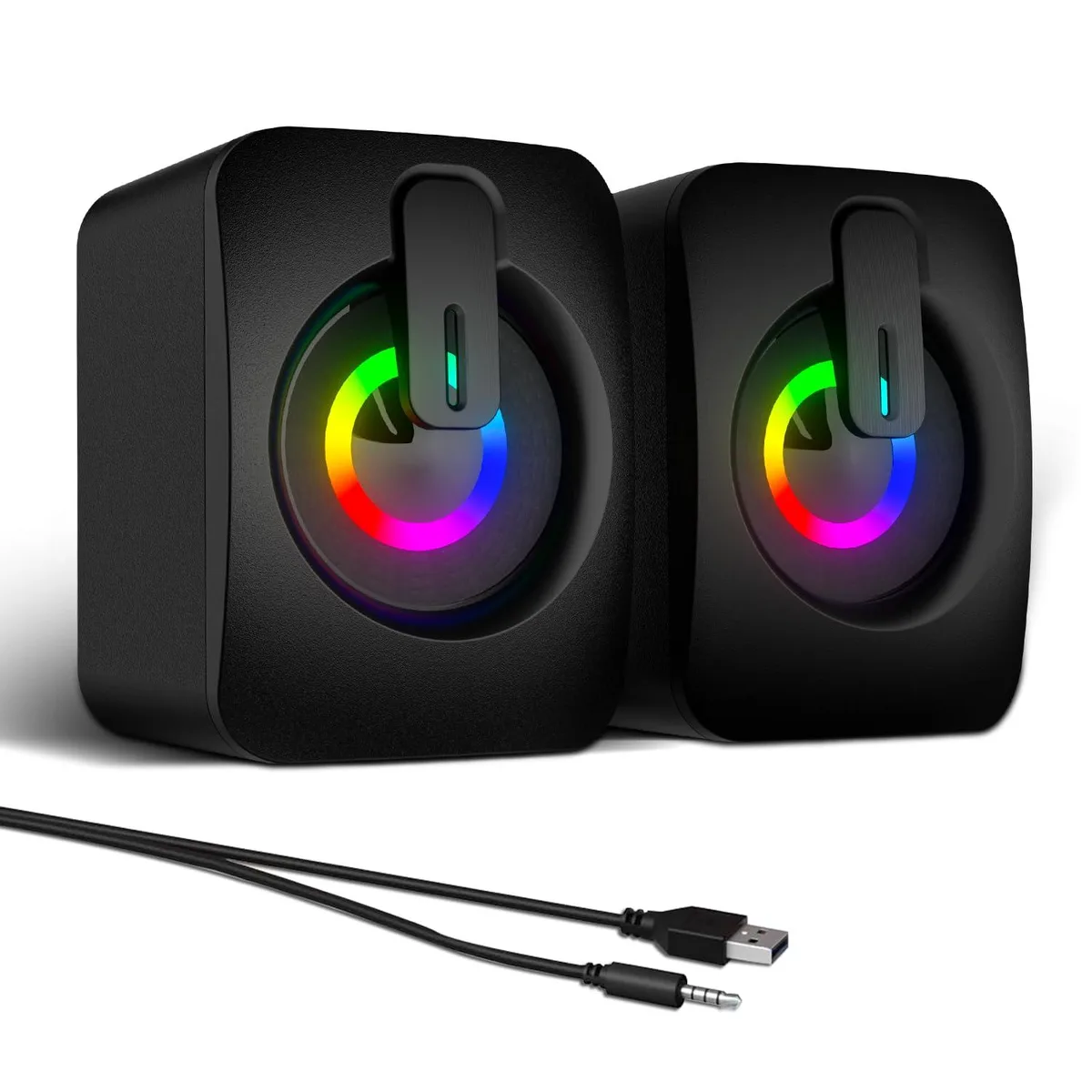 MELOGAGA A2 2.0 USB Speaker Black 6W 7-Color LED — product photo