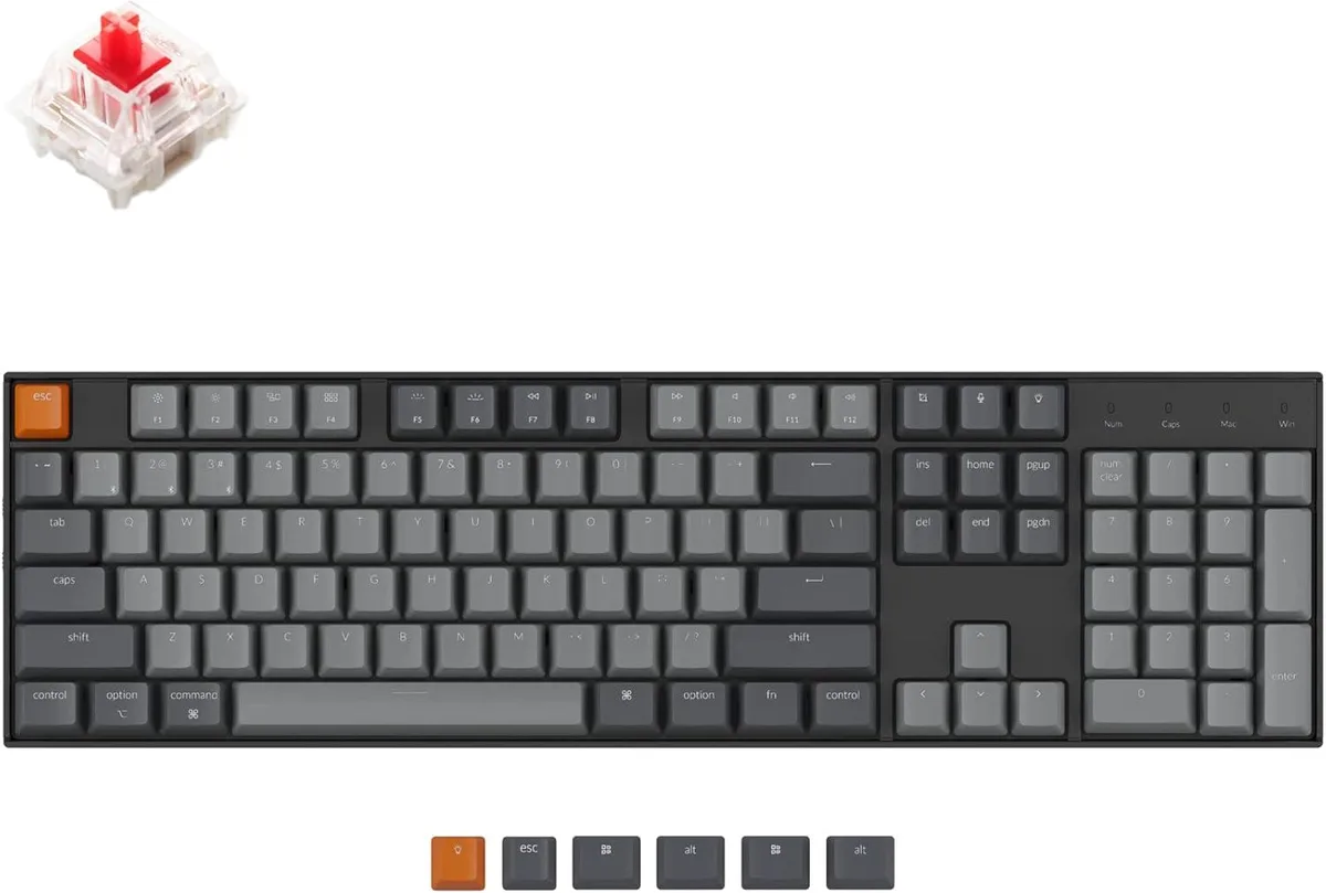 TUKO TUKO Gaming Keyboard Full Size 104 Keys Hot-Swappable Gateron G Pro Red Switch Bluetooth 5.1 — product photo