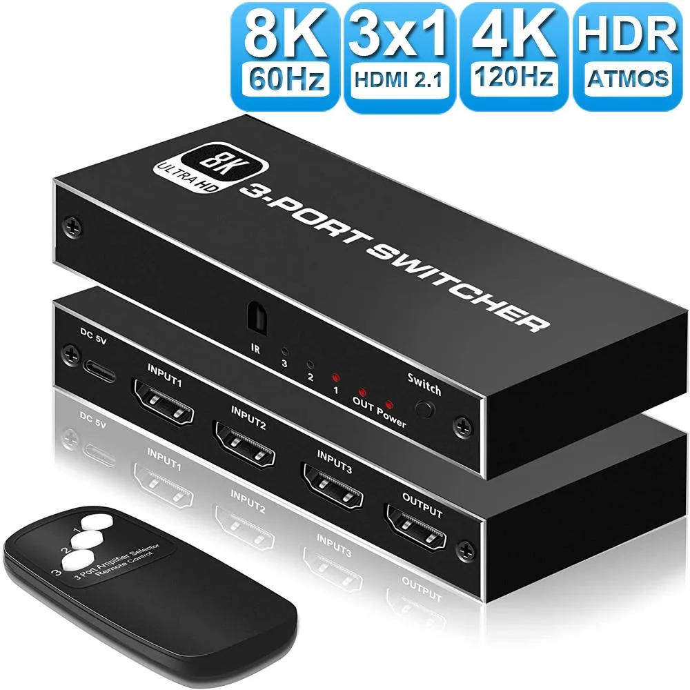 Jansicotek Jansicotek OZ8Q3-3 3-port HDMI 2.1 video switch 48Gbps 8K@60Hz — product photo