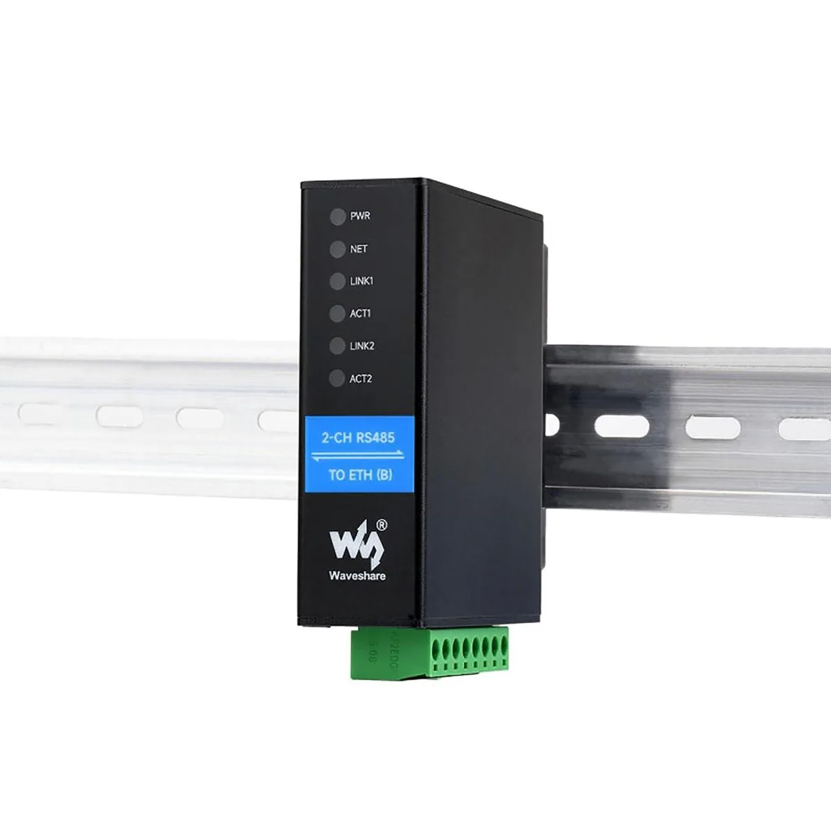 LORDWORLD LORDWORLD 2-Ch RS485 to RJ45 Serial Server Dual ETH PoE 802.3 DC 6-45V Rail-Mount — product photo