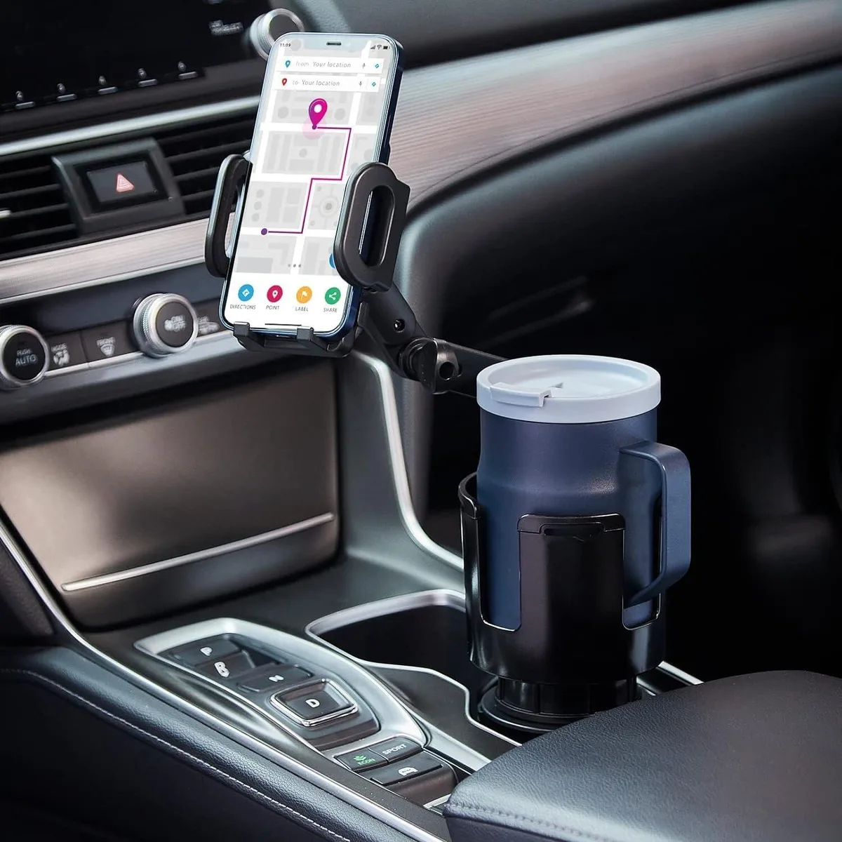 Keyence Keyence Cup Holder Phone Mount 2 in 1 Expander Long Arm 360° Rotation — product photo
