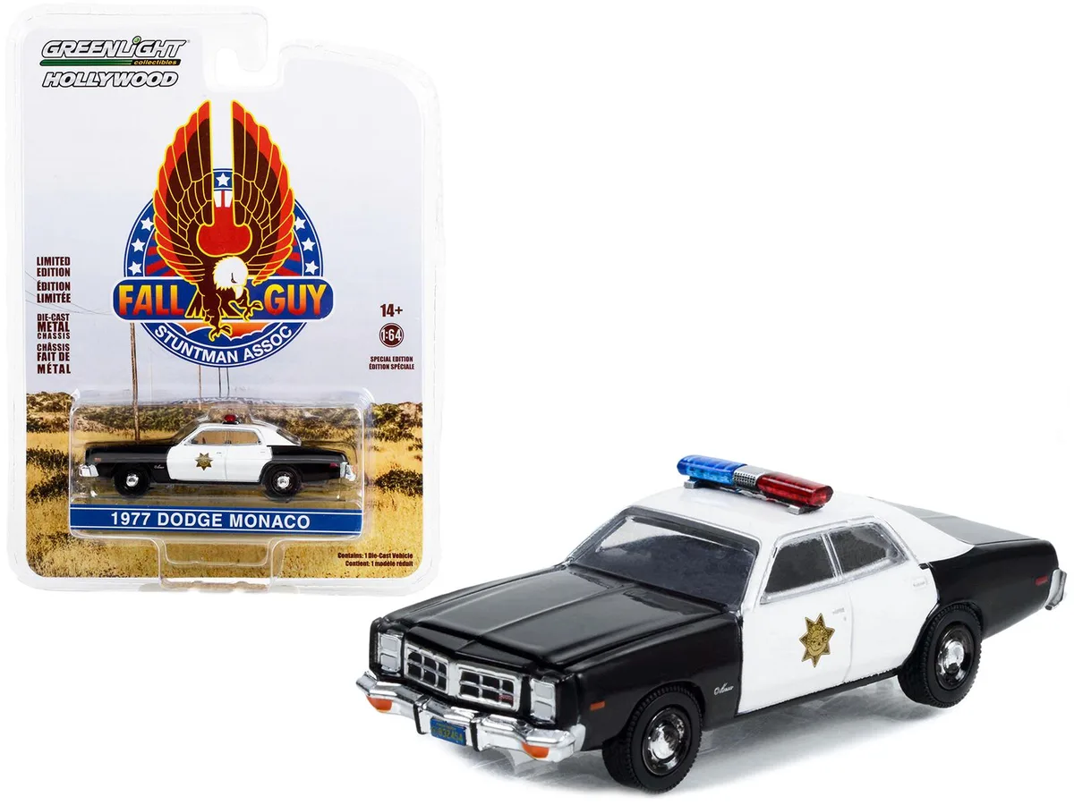 GREENLIGHT GREENLIGHT 1977 Dodge Monaco Police "Fall Guy" 1/64 Diecast hobby collectible — product photo
