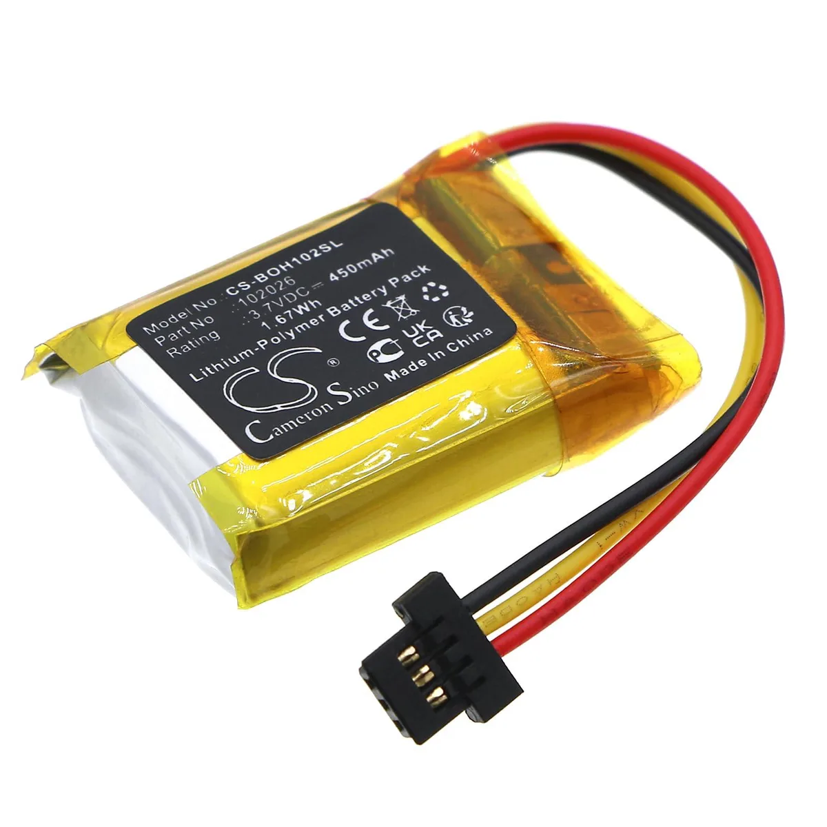  Cameron Sino 102026 450mAh 1.67Wh 3.7V nickel-zinc battery — product photo