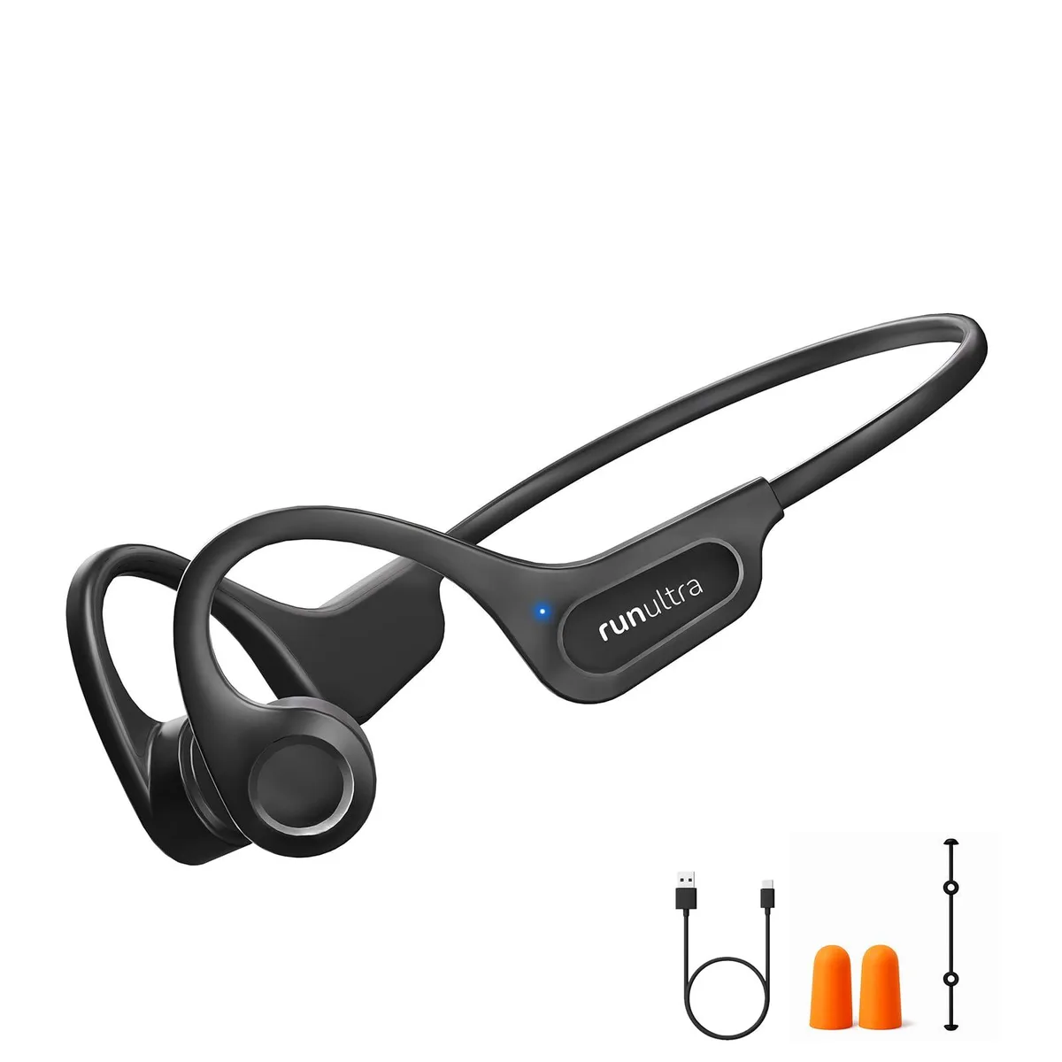 White open-ear bone conduction headphones with lightweight titanium frame, 26g, Bluetooth 6.0