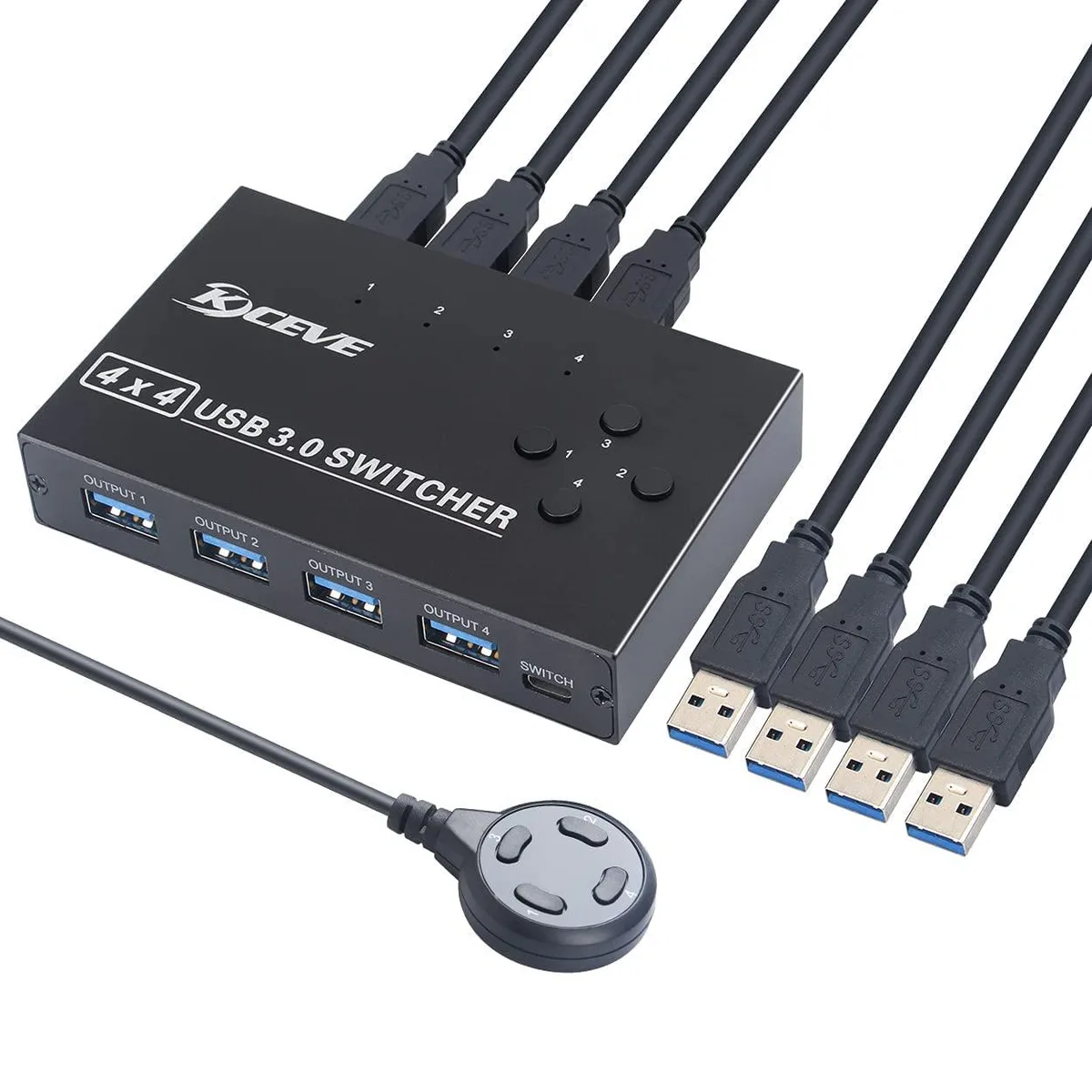 IHDAPP IHDAPP 4 Port USB 3.0 KVM Switch 4 in 4 Out with 4 Cables and Remote — product photo