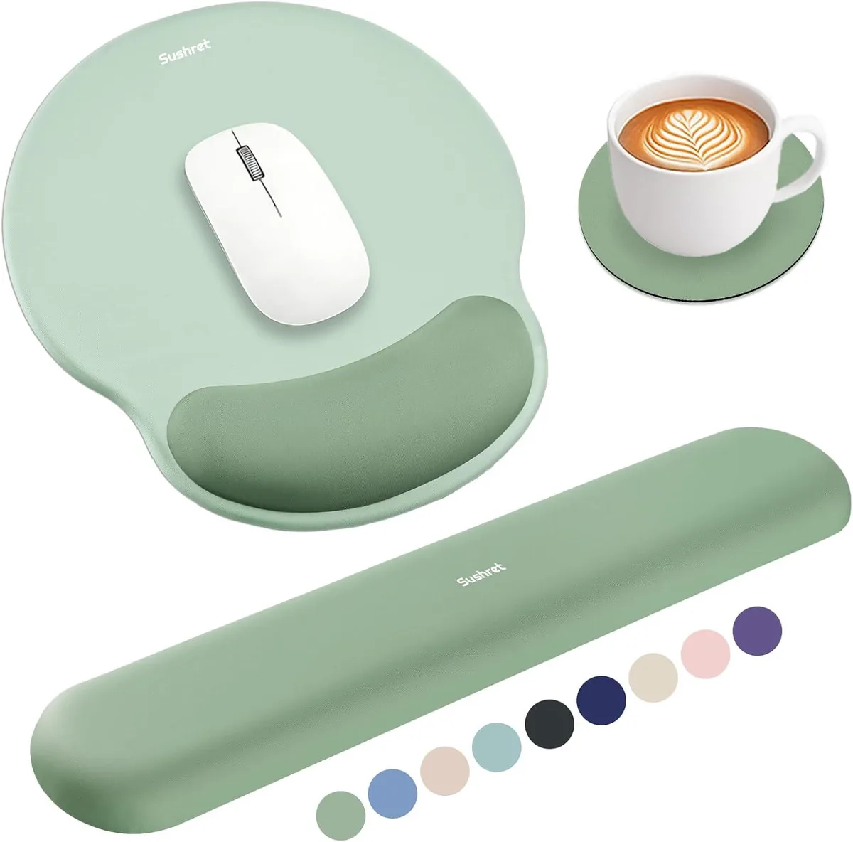 Emerson Emerson 3-in-1 Gel Memory Foam Mouse Pad & Wrist Rest Set Sage Green — product photo