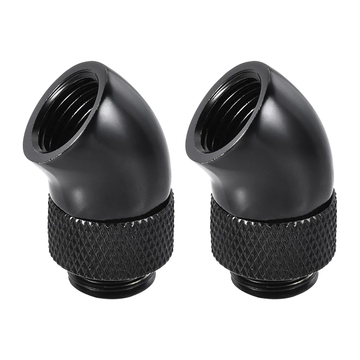 Unique-Bargains Unique-Bargains G1/4 30mm 45° Rotary Extender Fitting Black 2pcs — product photo