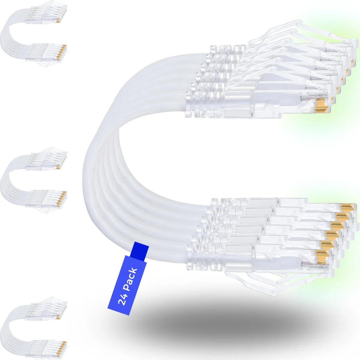  Rapink 24PC6AW-1 Cat6a 28AWG 1ft 24-pack network ethernet cable White — product photo