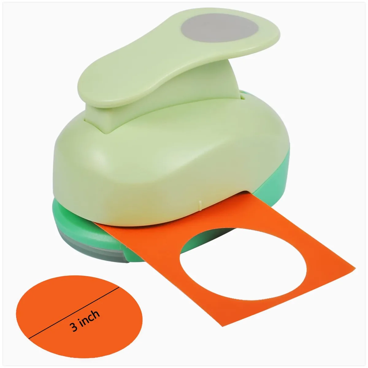 Blue hand-held circle paper punch with sliding cover, 75 mm cut size, ABS and alloy body