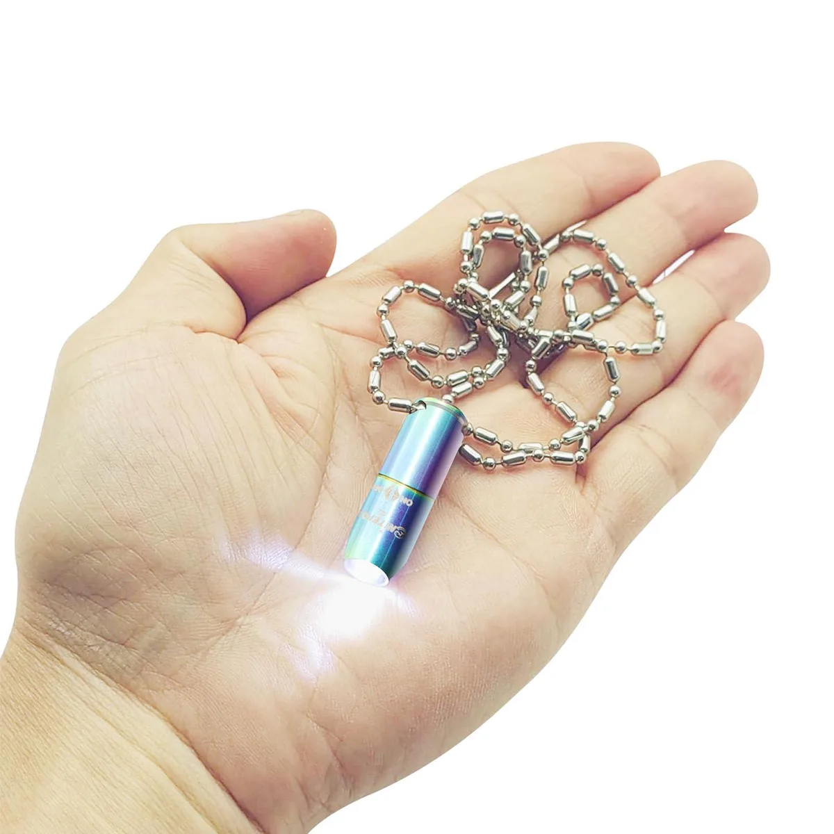 shaped mini keychain flashlight in corol steel finish