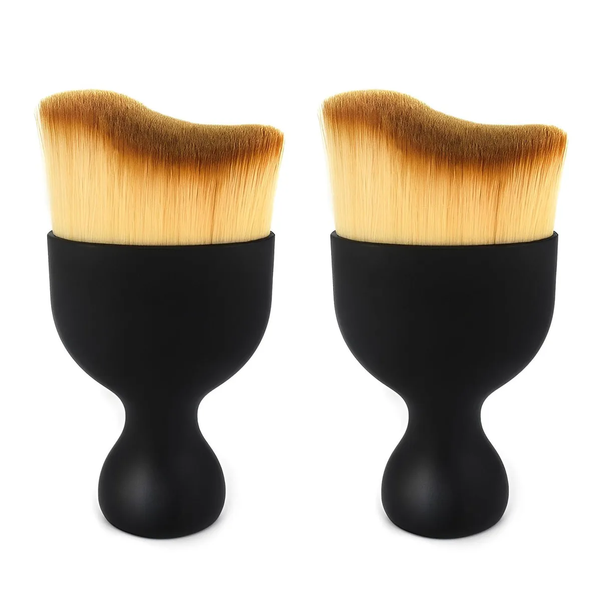 Two yellow car interior brushes with ultra-soft bristles and curved handles