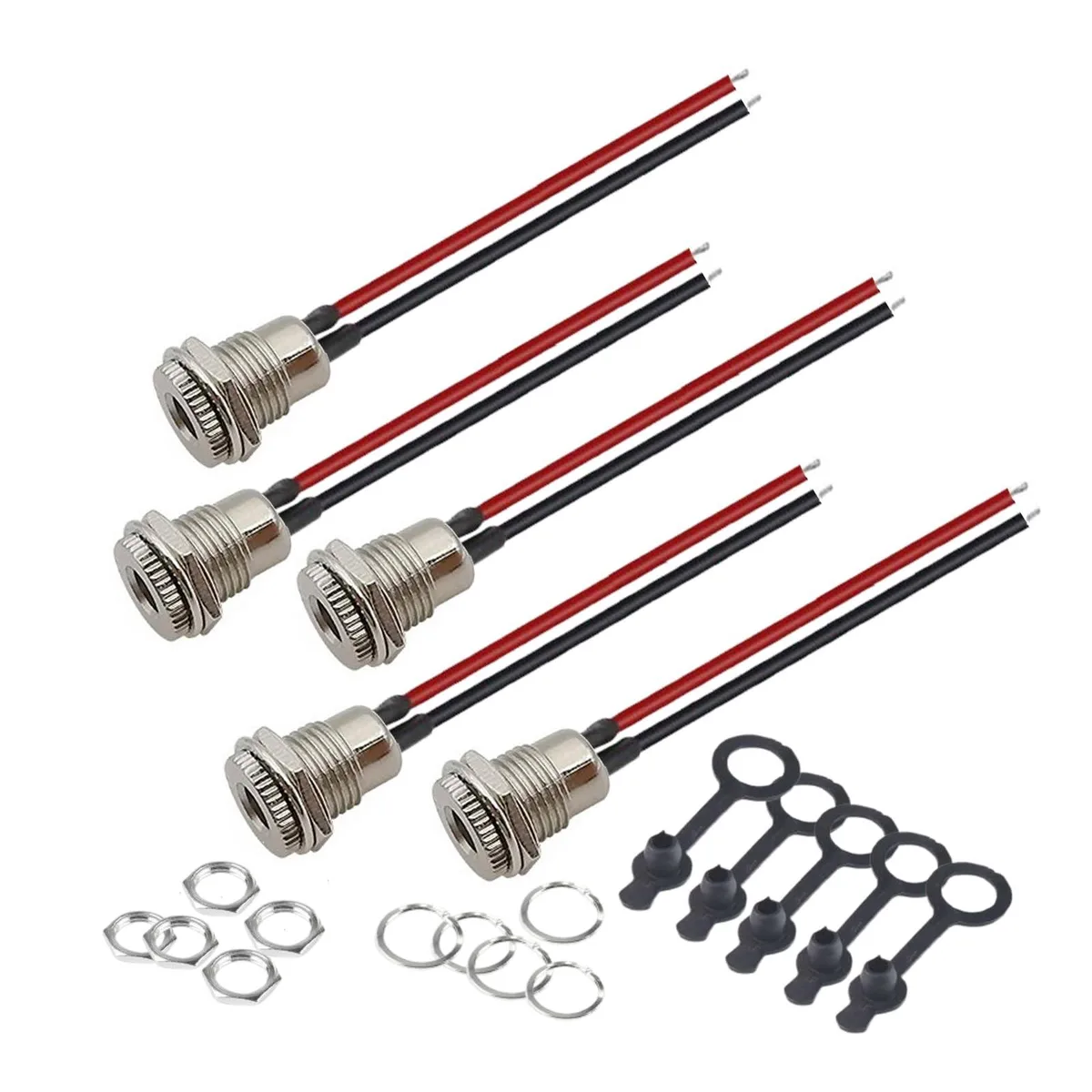  Eightnoo 5.5 x 2.1 mm DC Power Jack Socket 18AWG 20cm 5pcs internal power cable — product photo