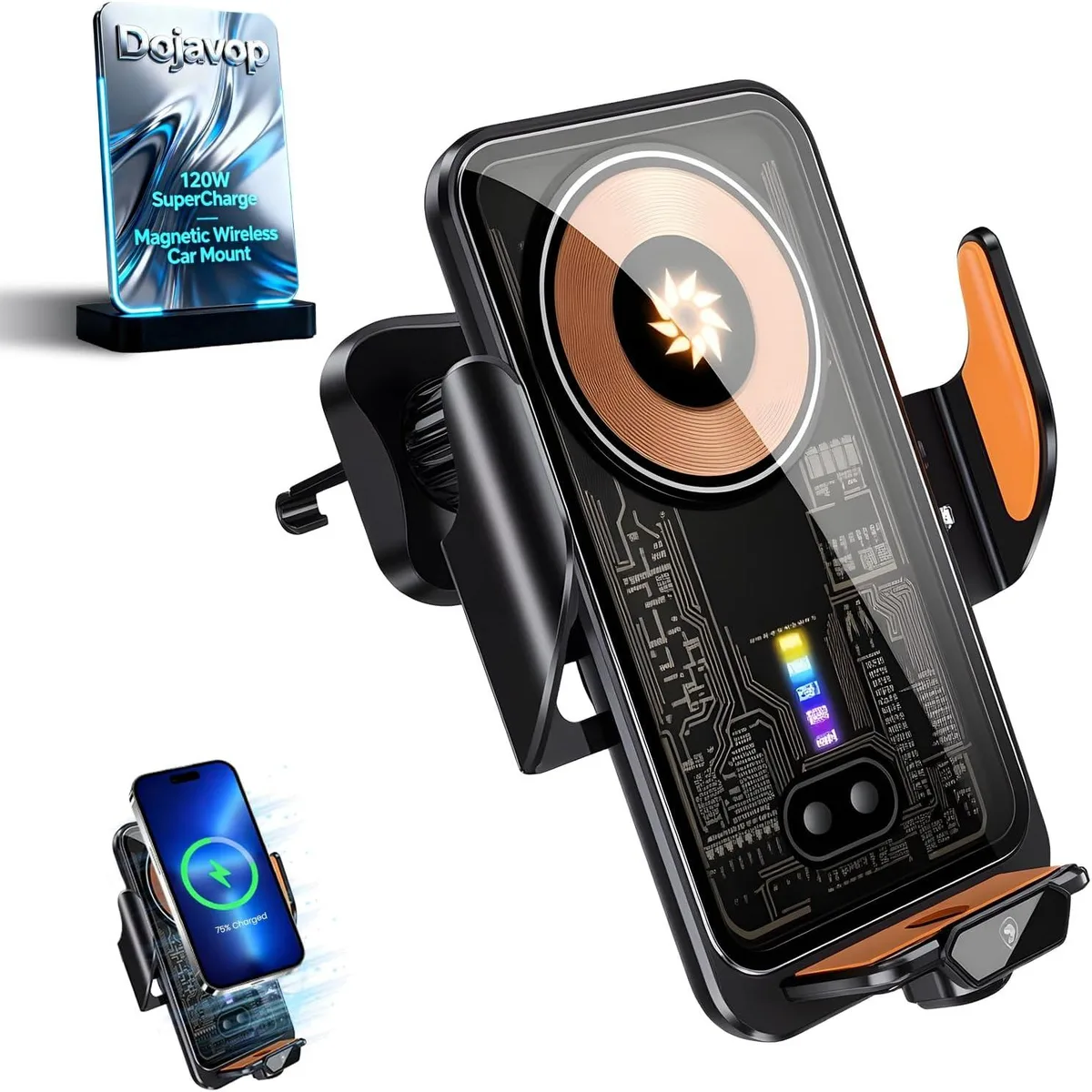 Hamzan Hamzan 120W Wireless Car Charger Magnetic Mount 360° Rotation — product photo
