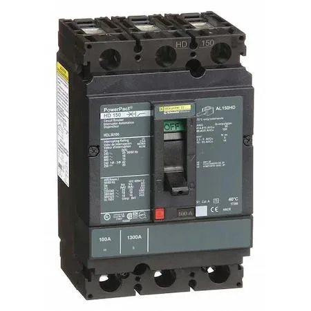 SQUARE D SQUARE D HDL36100 Molded Case Circuit Breaker, POWERPACT H Series, 100A, 3-Pole — product photo