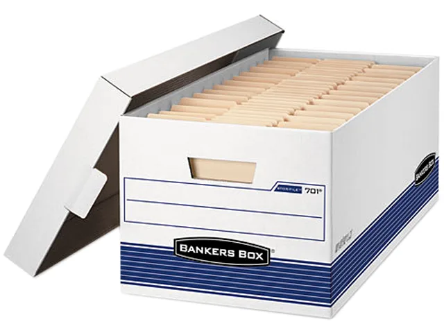 Bankers Box Bankers Box 00701 Letter Storage Box 12x24x10 White Blue 12 Pack — product photo