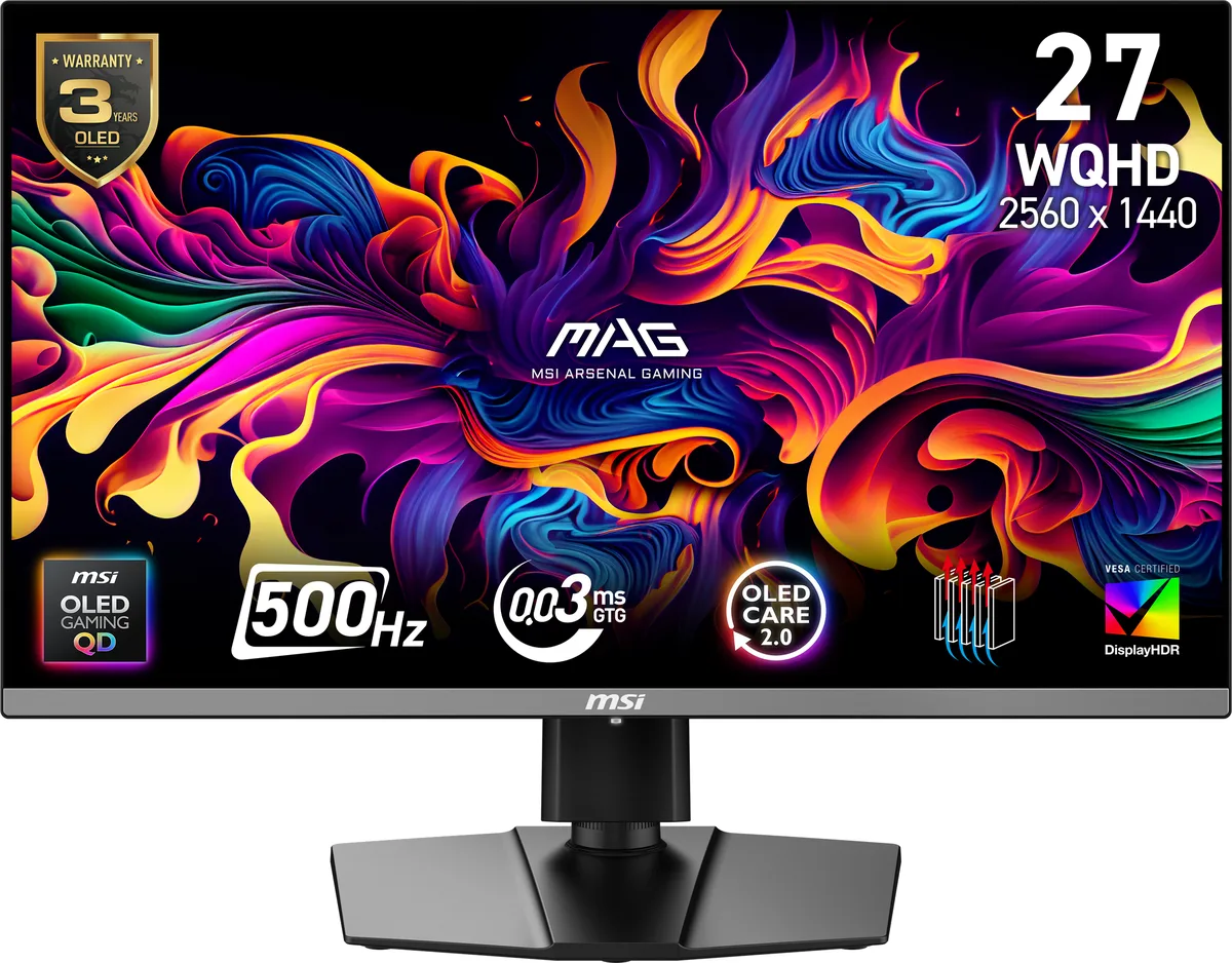 MSI MSI MAG 272QP QD-OLED X50 27" 500Hz Adaptive Sync gaming monitor — product photo