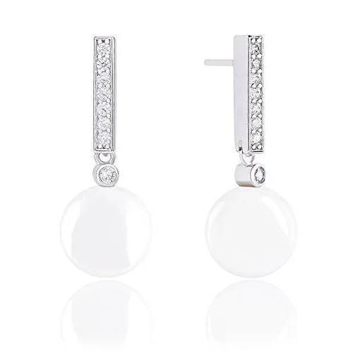 ORROUS &amp; CO ORROUS &amp; CO Legacy Collection 18k White Gold Plated Shell Pearl Drop Earrings 10.5-11mm — product photo