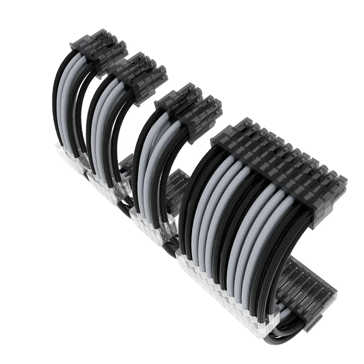 Qinghai Electronics Qinghai Electronics Sleeved Cable Kit Black Grey 30cm 16AWG — product photo