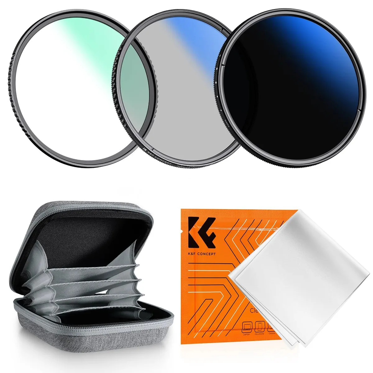  K&amp;F Concept K-Series 58mm UV CPL ND2-400 Filter Kit (3 pcs) — product photo