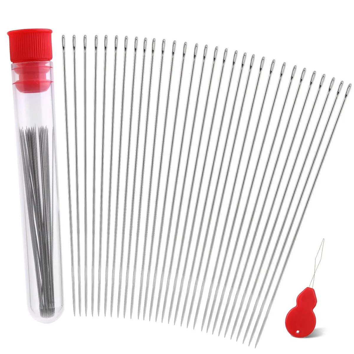 30 silver beading needles size 10 in storage bottle