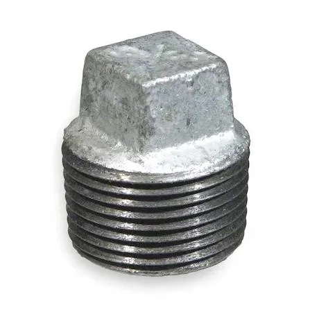 Small galvanized square-head pipe plug with male threads