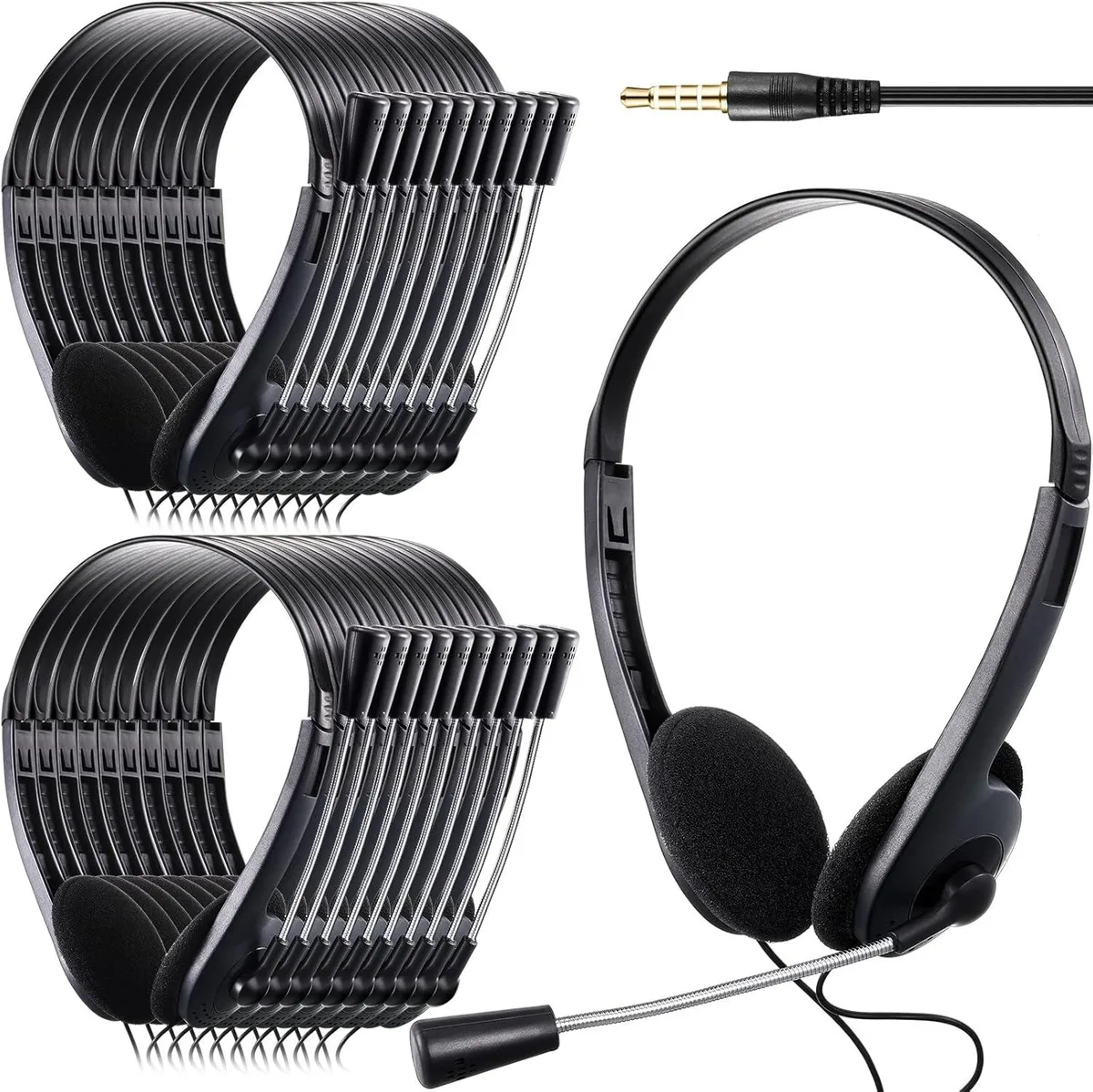BFKK BFKK 30 Pack Classroom Headphones with Microphone 3.5 mm Jack Metal Stem — product photo