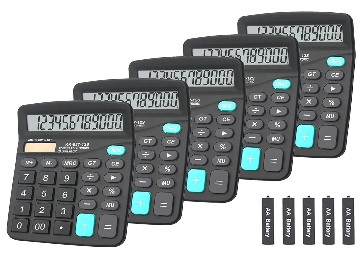  Franklin BESTWYA125 Calculator 12-Digit Angled LCD White Pack of 5 — product photo