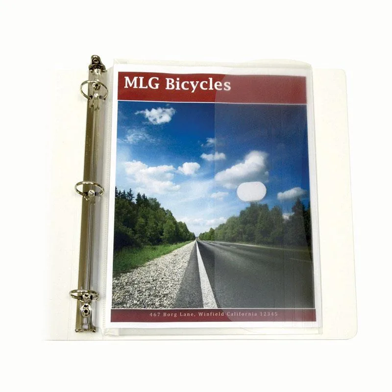 Five clear poly binder pockets with expandable gussets